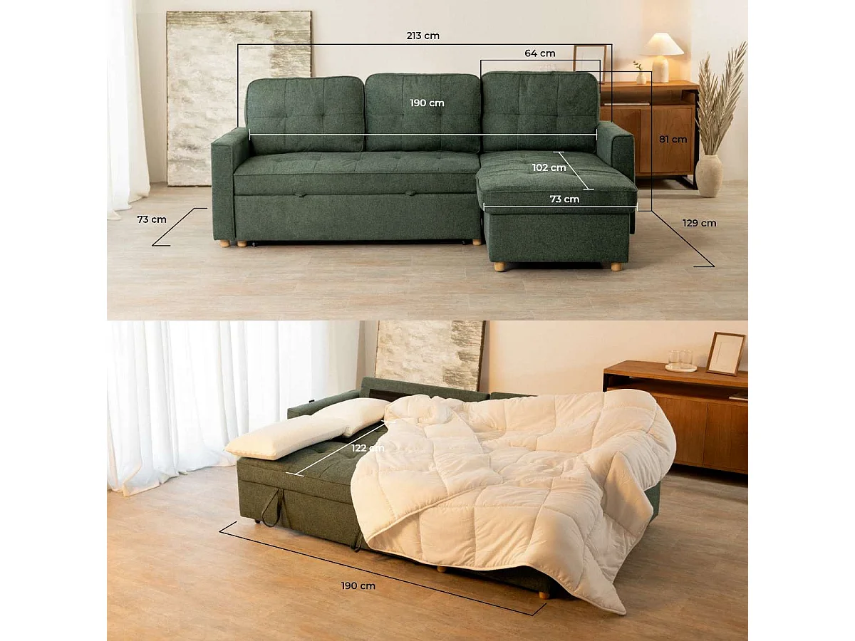 Sofá Cama  Haven Verde - Nalui