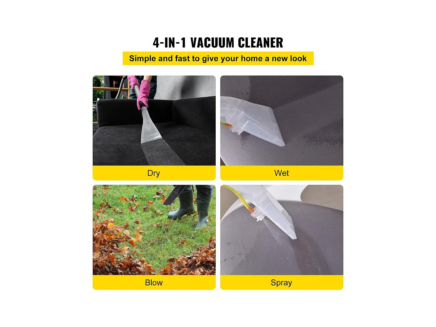 Aspirateur SucceBuy 4-En-1 5.3 Gal 2 Peak HP avec Télécommande