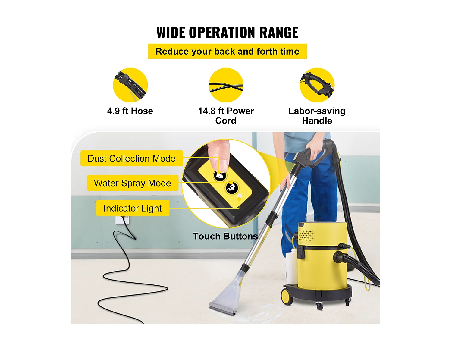 Aspirateur SucceBuy 4-En-1 5.3 Gal 2 Peak HP avec Télécommande