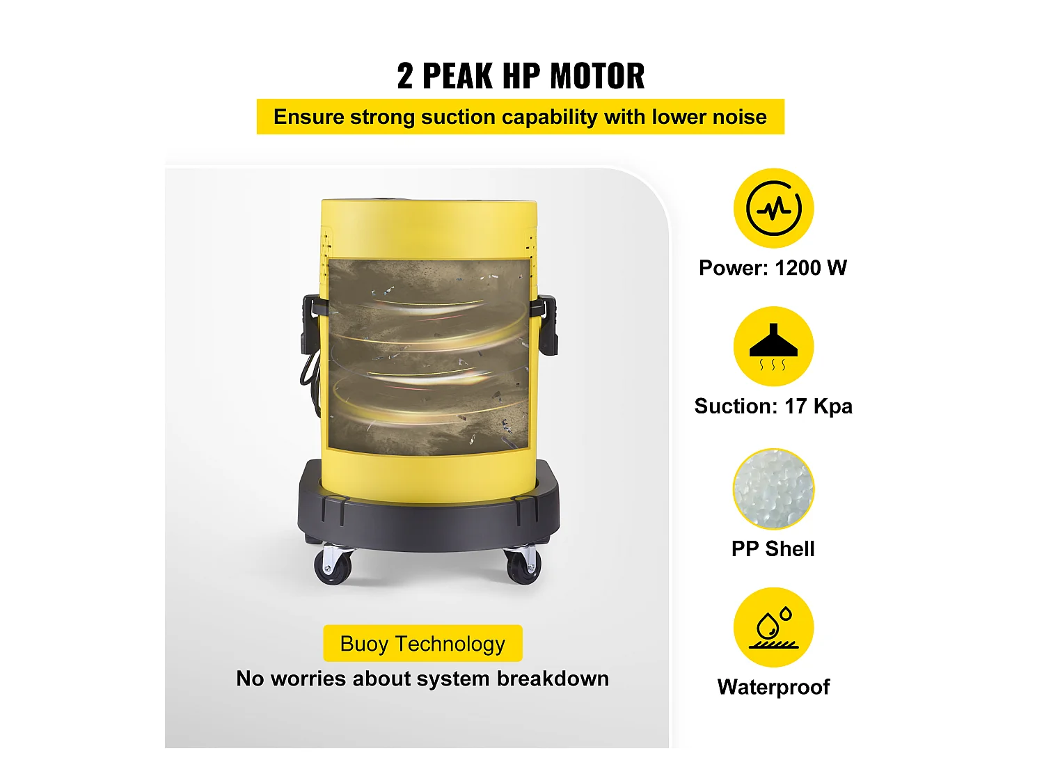 Aspirateur SucceBuy 4-En-1 5.3 Gal 2 Peak HP avec Télécommande