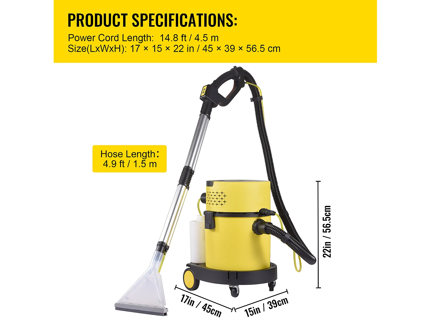 Aspirador SucceBuy 4 Em 1, 5,3 Galões, 2 HP de Pico, com Controlo Remoto