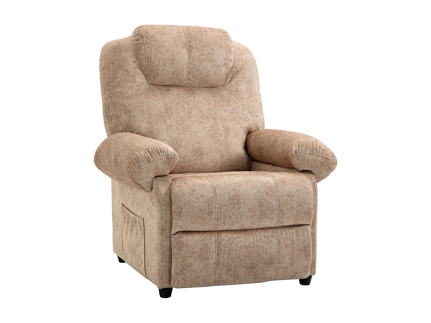 Poltrona relax reclinabile manualmente in tessuto e poggiapiedi beige