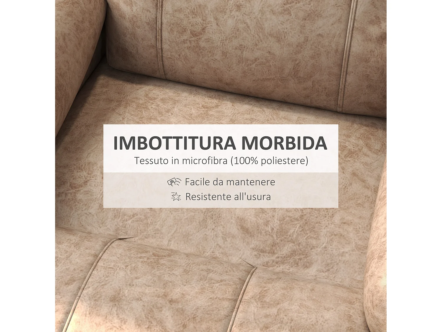 Poltrona relax reclinabile manualmente in tessuto e poggiapiedi beige