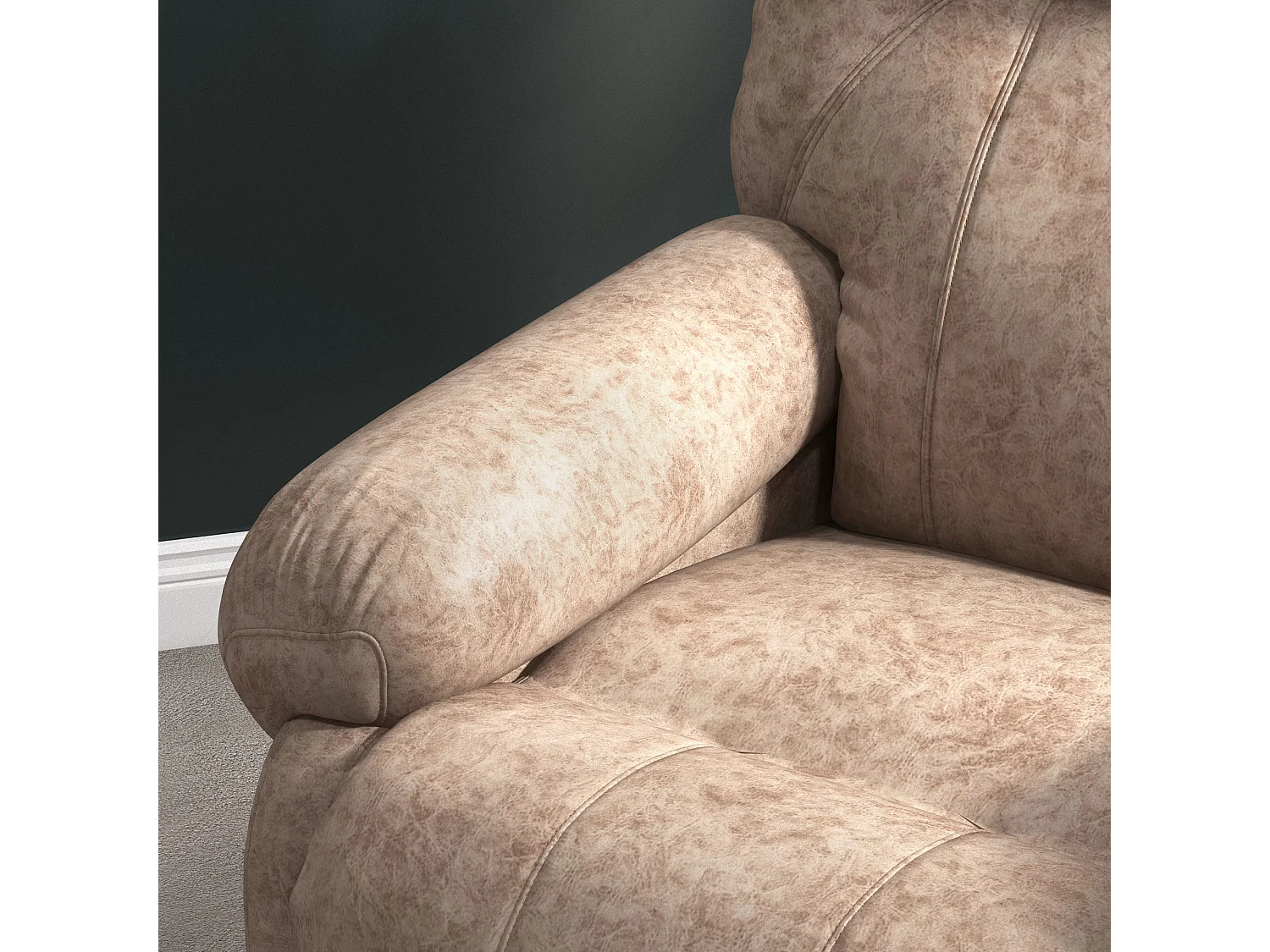 Poltrona relax reclinabile manualmente in tessuto e poggiapiedi beige