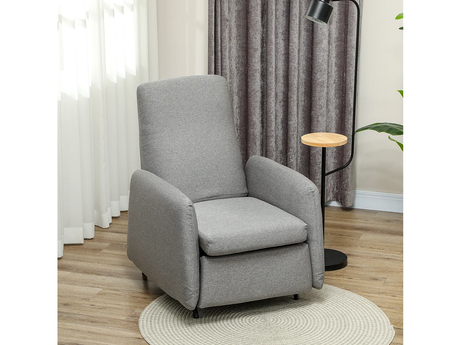 Poltrona reclinabile con poggiapiedi e copertura di ricambio grigio