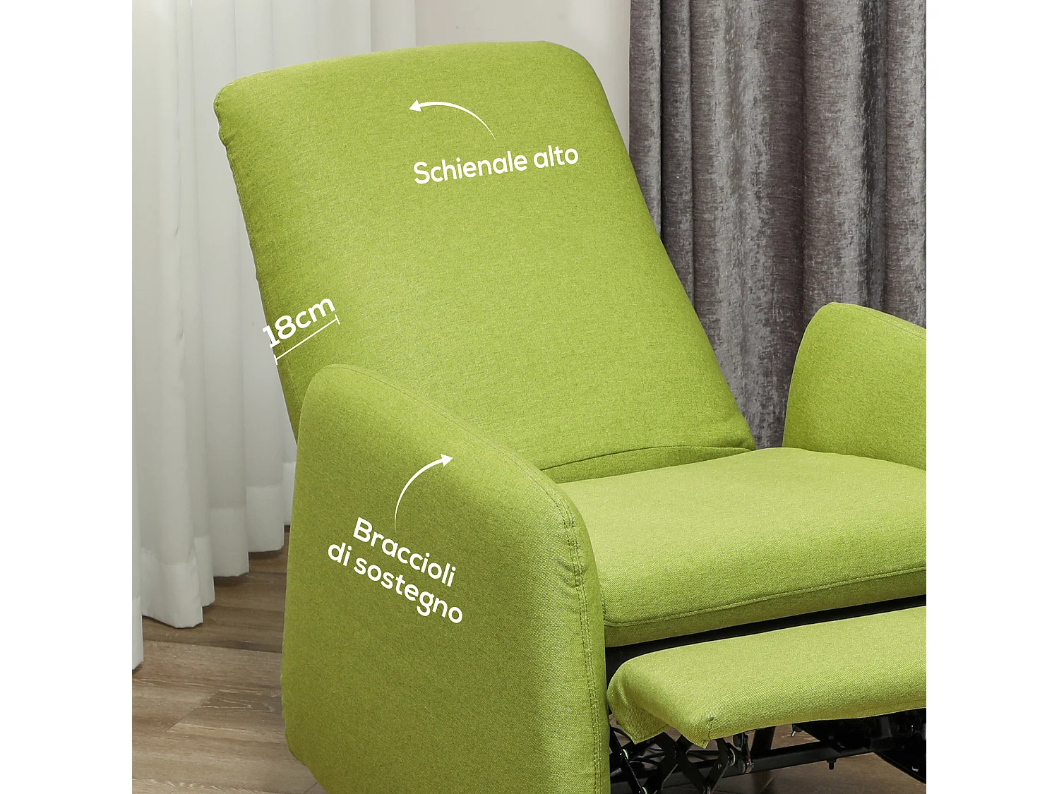 Poltrona reclinabile con poggiapiedi e copertura di ricambio grigio