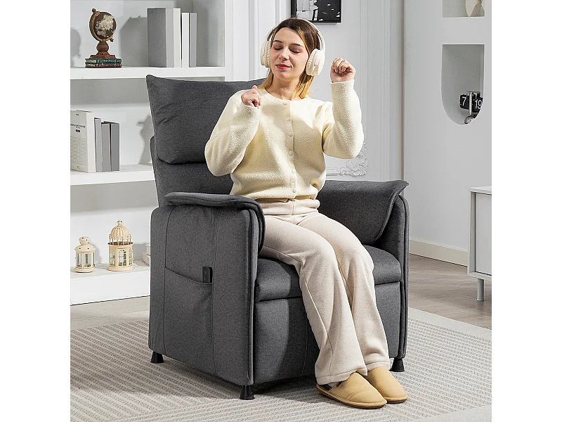 Poltrona reclinabile elettrica brushless con poggiapiedi nera