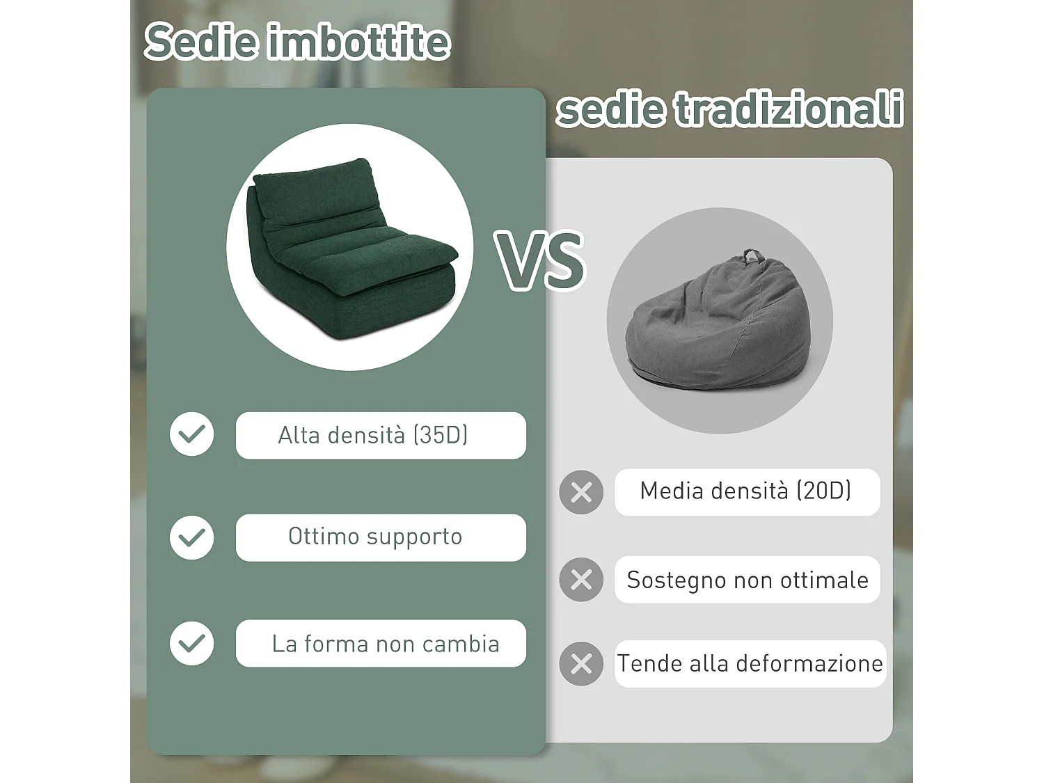 Sedia da terra moderna e imbottita in tessuto effetto velluto verde