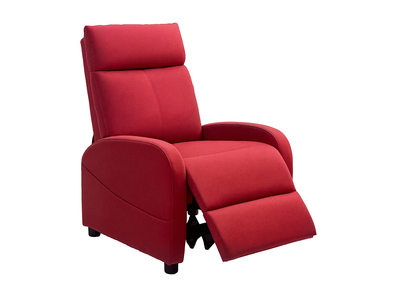Poltrona relax reclinabile con poggiapiedi in tessuto rosso