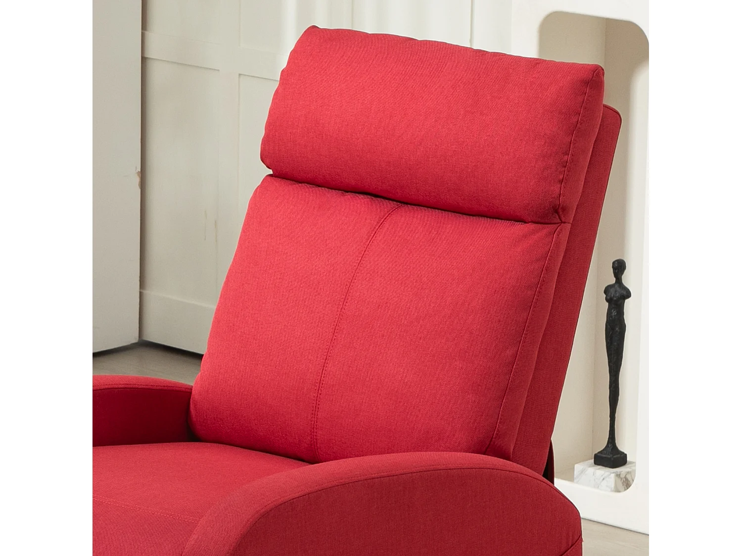 Poltrona relax reclinabile con poggiapiedi in tessuto rosso