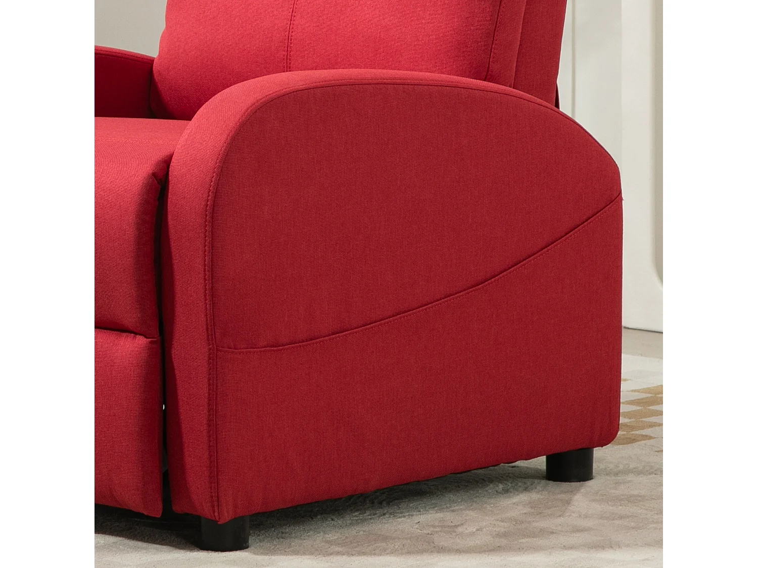 Poltrona relax reclinabile con poggiapiedi in tessuto rosso