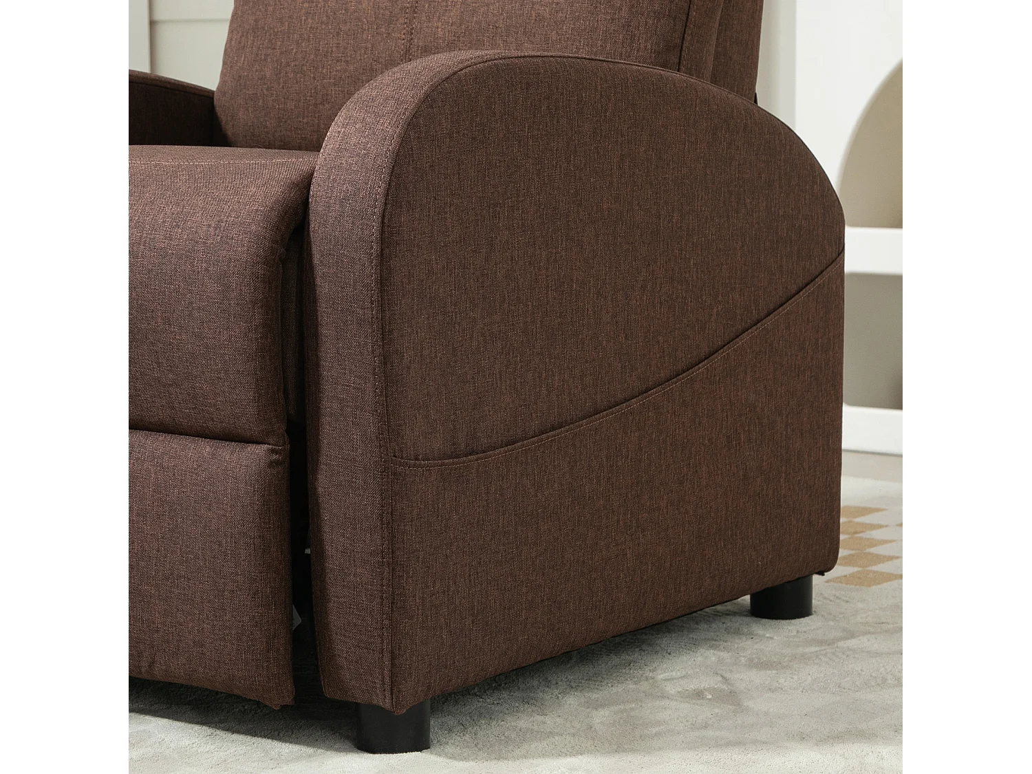 Poltrona relax reclinabile con poggiapiedi in tessuto marrone