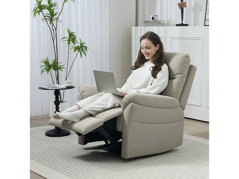 Poltrona reclinabile 140° in microfibra con poggiapiedi grigio