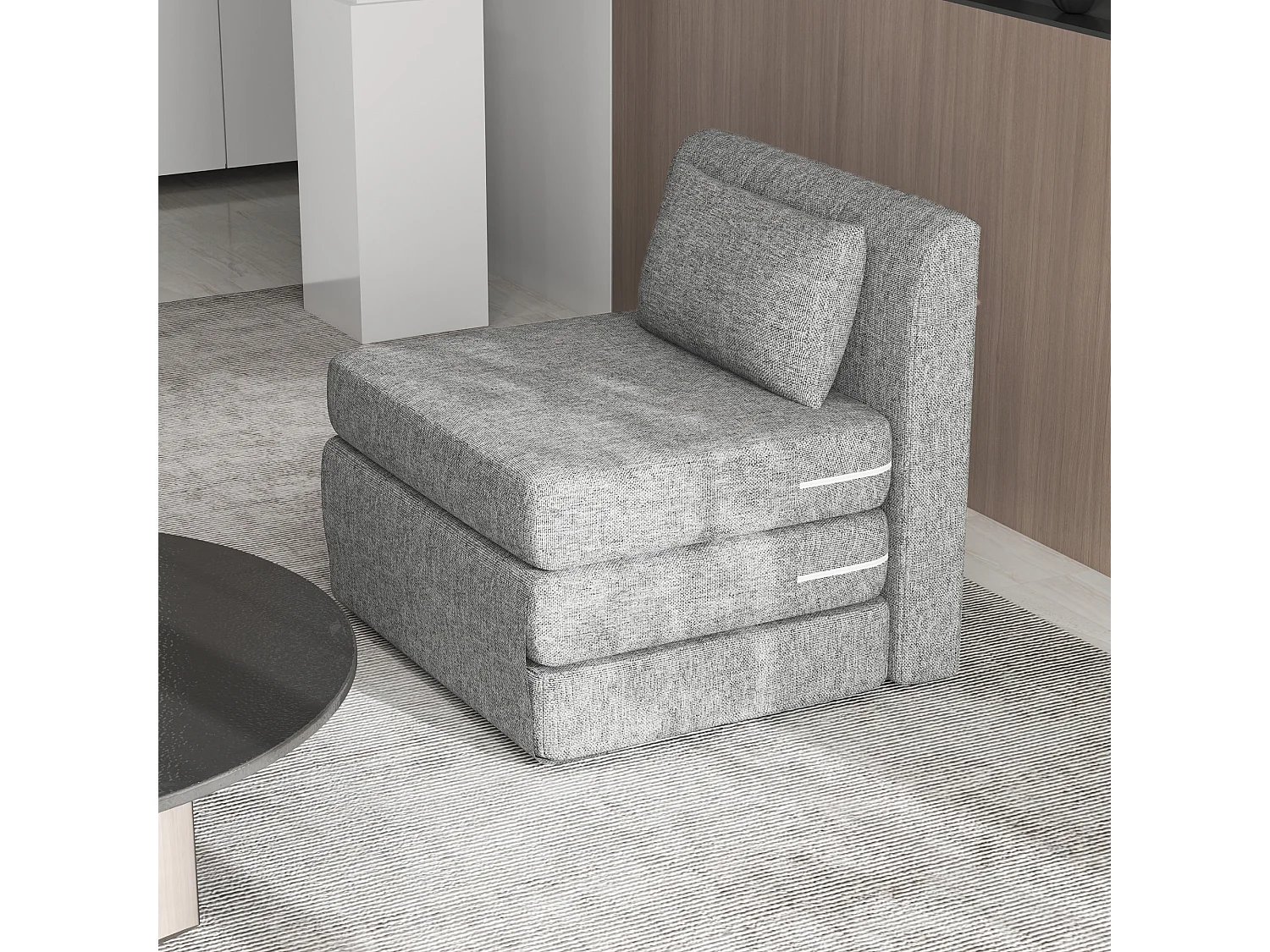 Poltrona letto pieghevole da terra a 3 sezioni in tessuto grigio