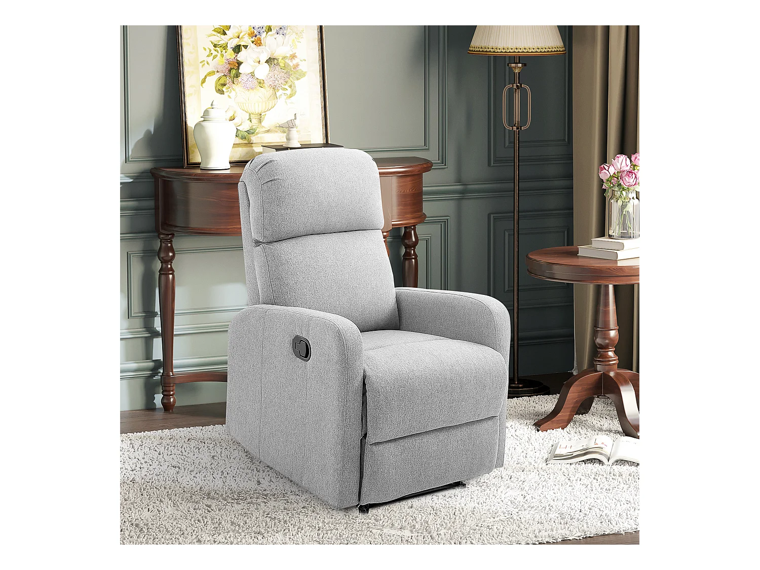 Poltrona relax con reclinazione max 168° e poggiapiedi grigia