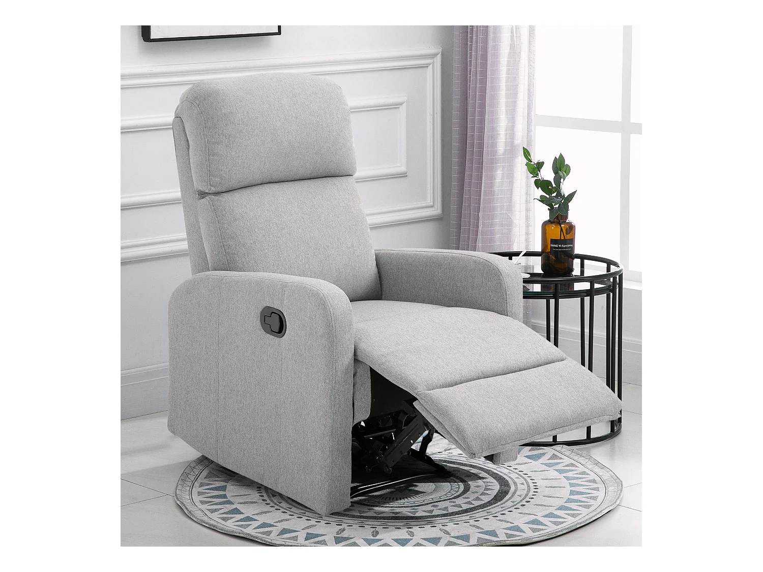 Poltrona relax con reclinazione max 168° e poggiapiedi grigia