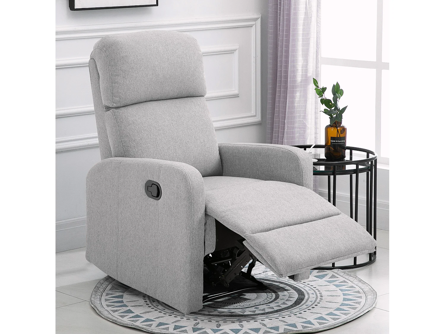 Poltrona relax con reclinazione max 168° e poggiapiedi grigia