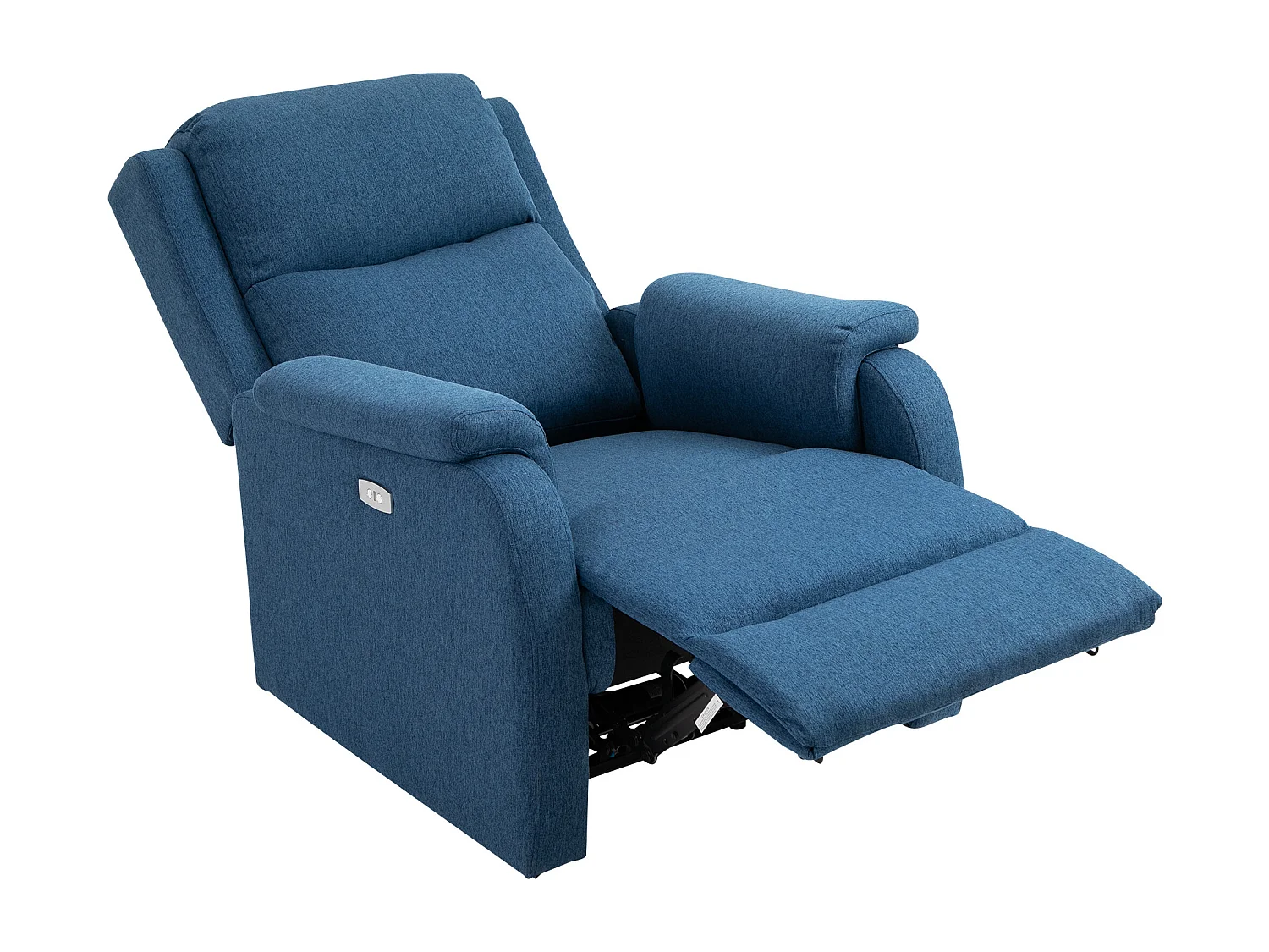 Poltrona reclinabile elettrica con schienale in lino blu