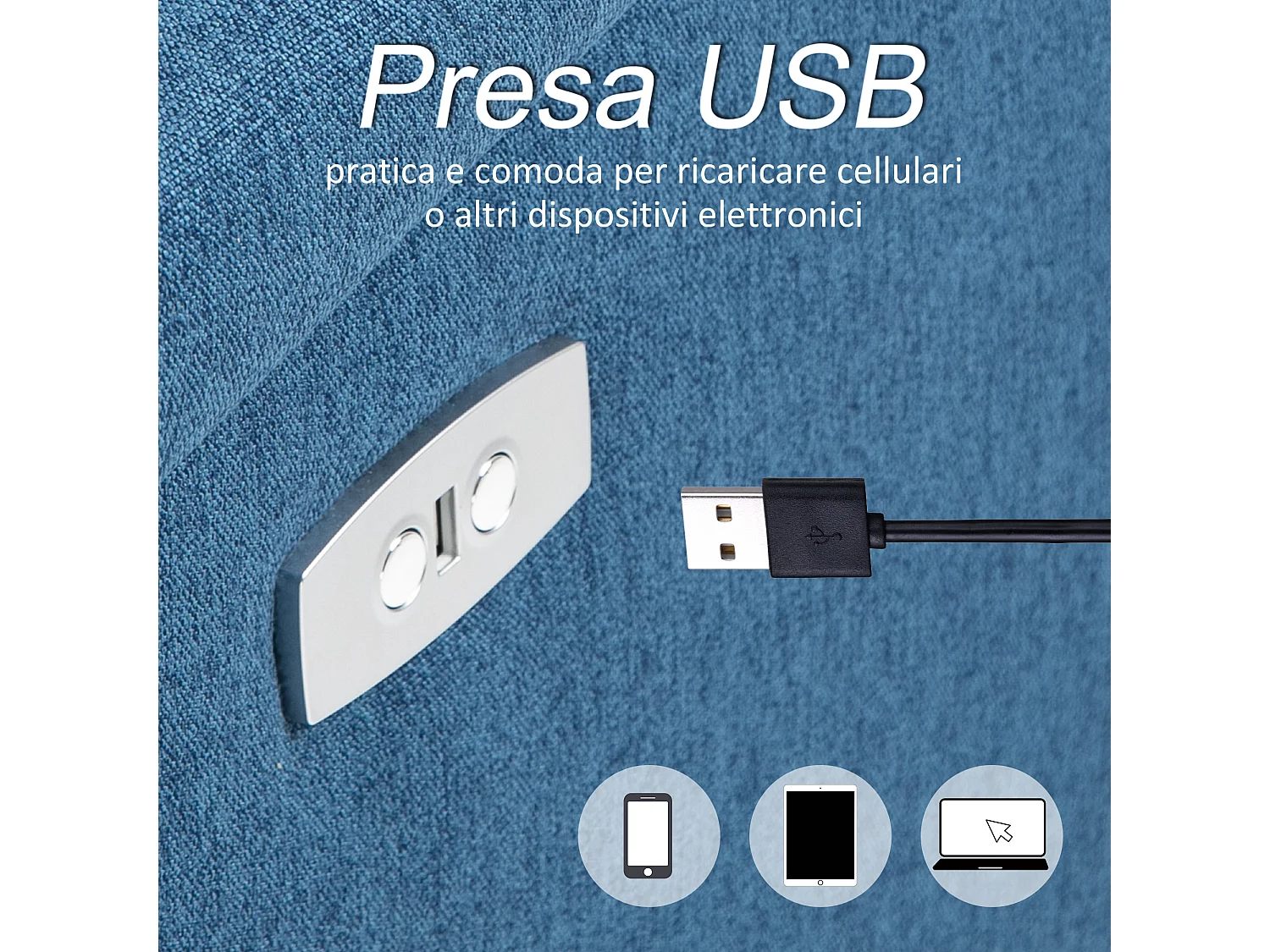 Poltrona reclinabile elettrica con schienale in lino blu