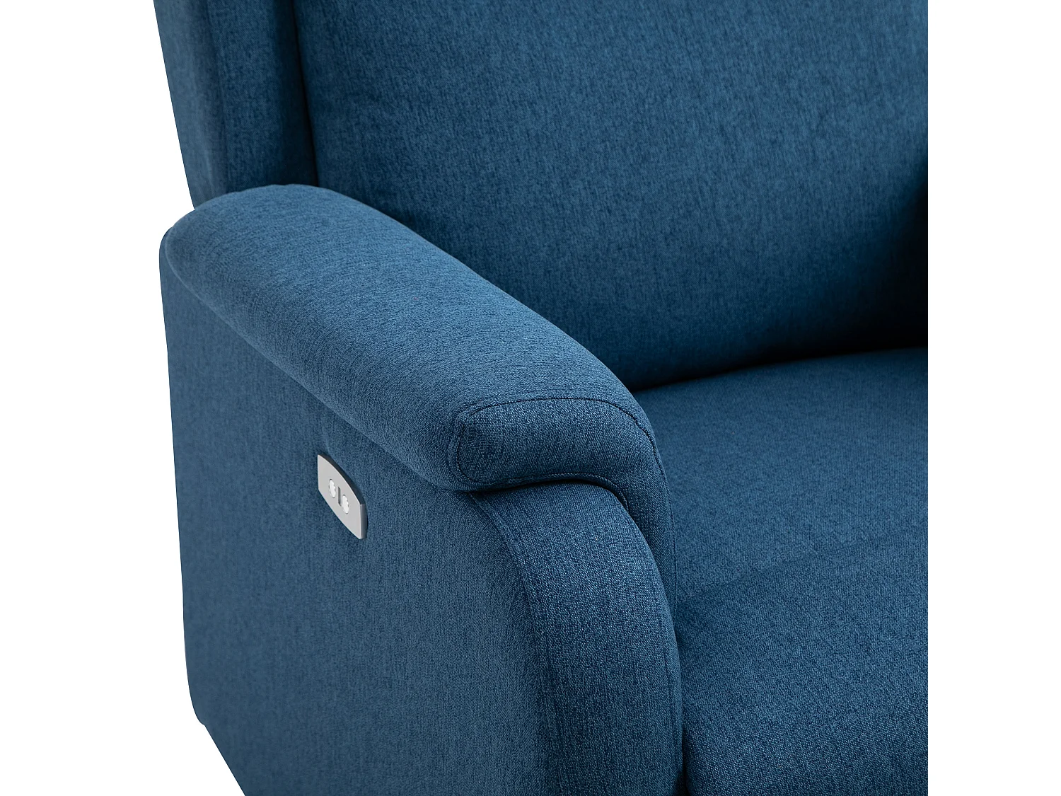 Poltrona reclinabile elettrica con schienale in lino blu