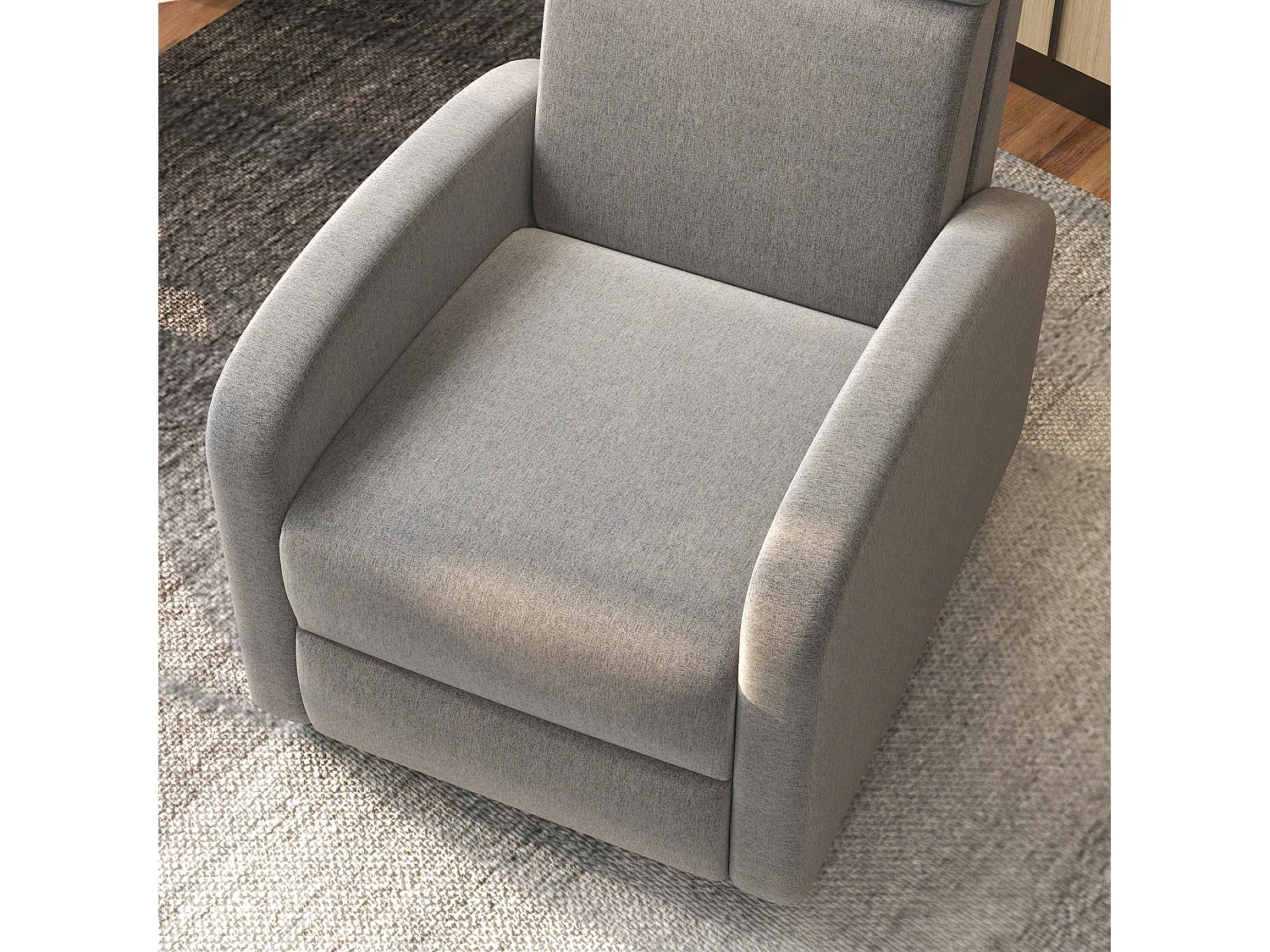 Poltrona reclinabile 160° in tessuto effetto lino grigio