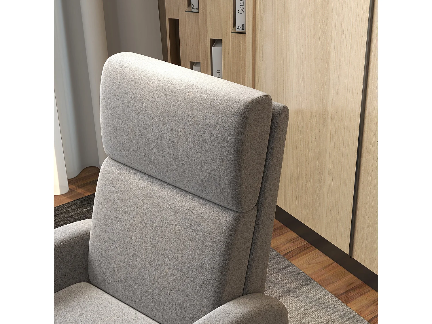 Poltrona reclinabile 160° in tessuto effetto lino grigio