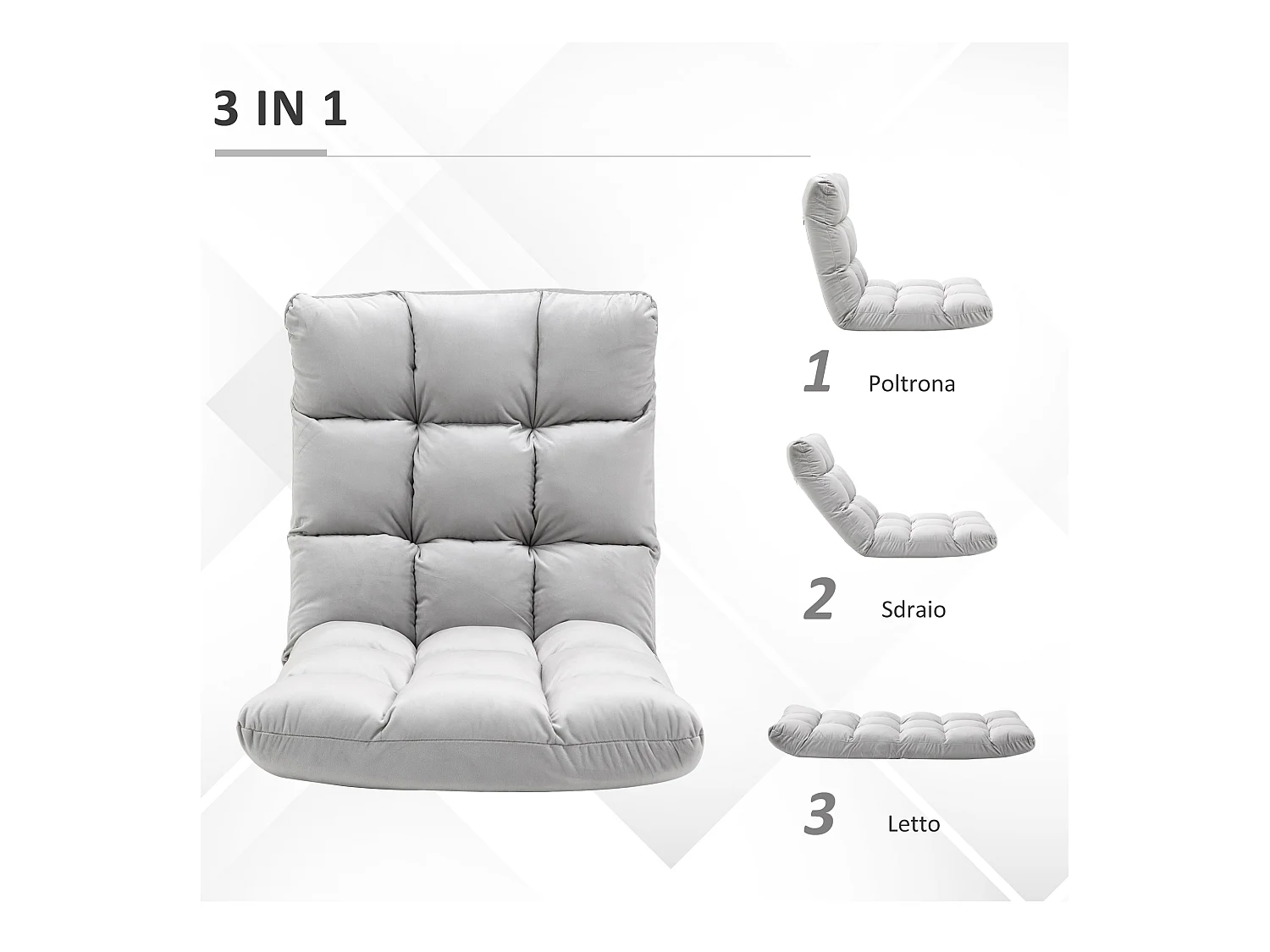 Poltrona relax da terra con schienale reclinabile fino 180°