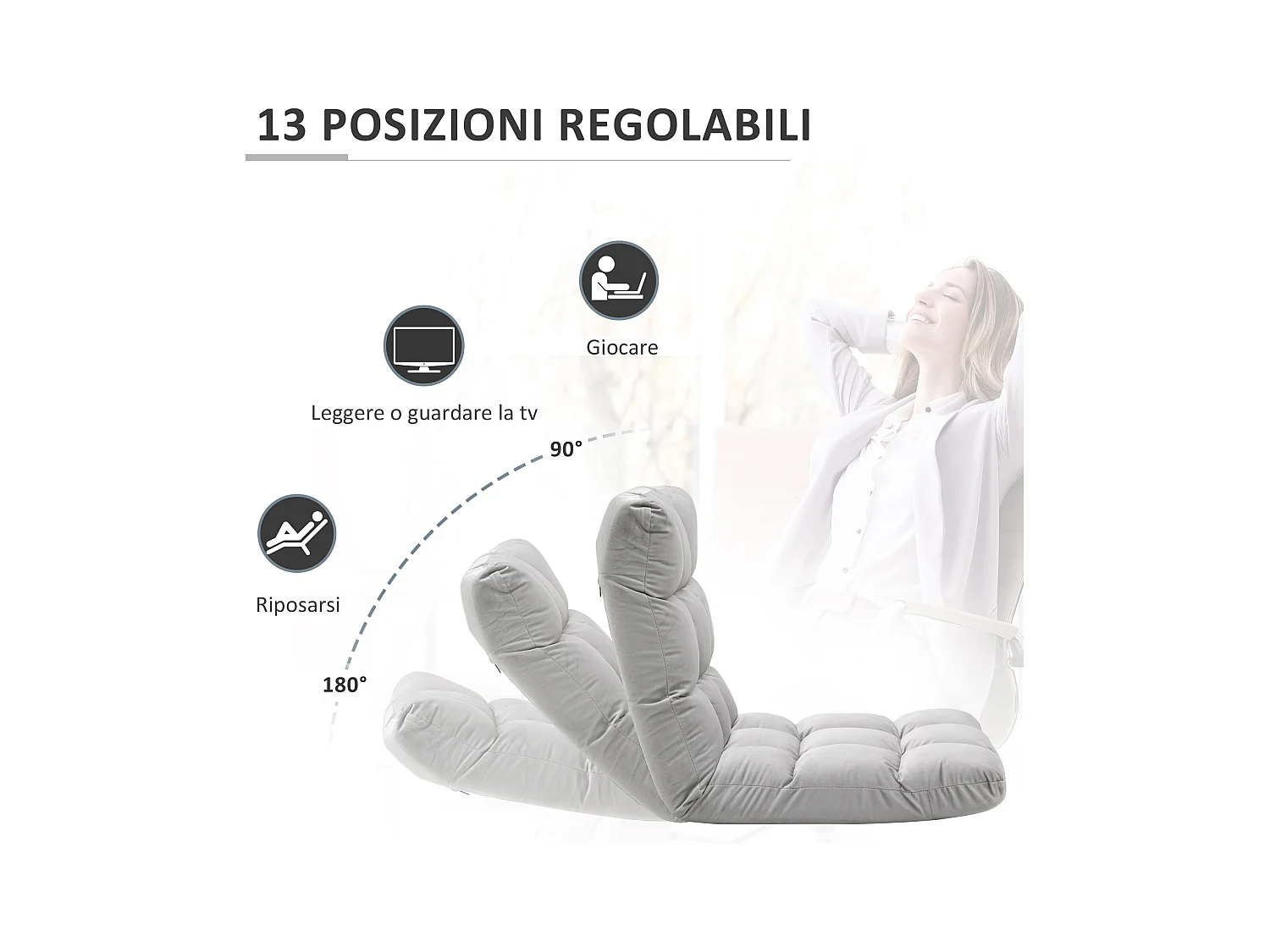 Poltrona relax da terra con schienale reclinabile fino 180°