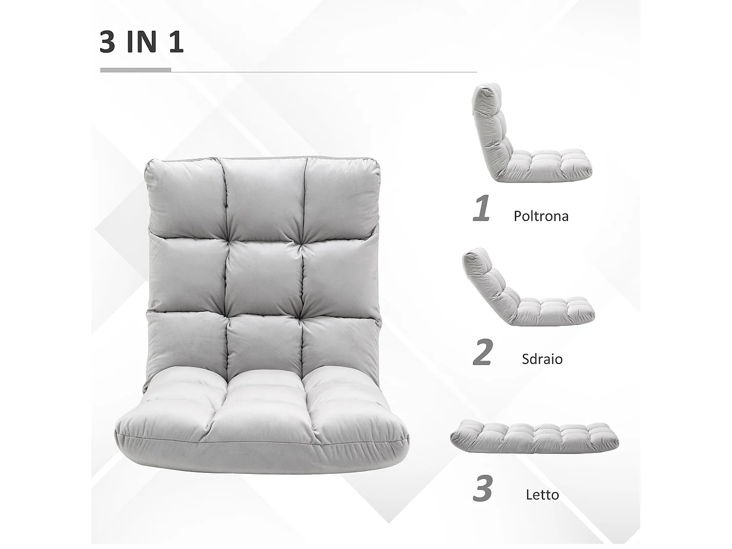 Poltrona relax da terra con schienale reclinabile fino 180°