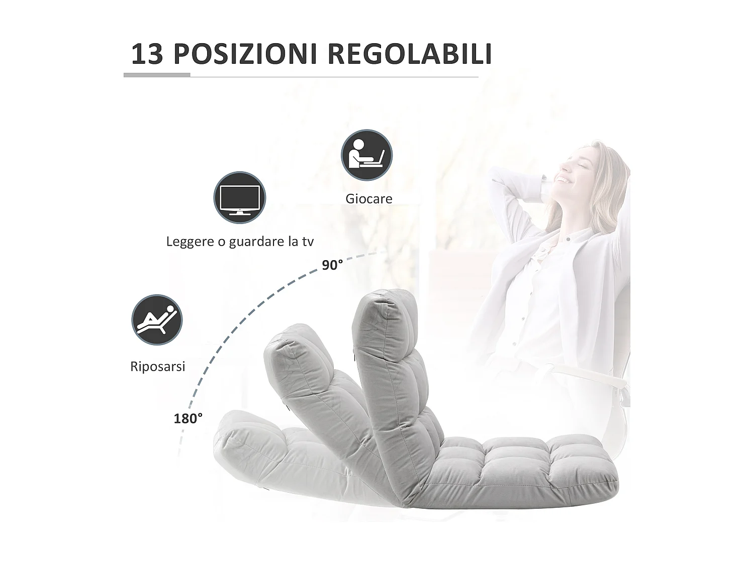 Poltrona relax da terra con schienale reclinabile fino 180°