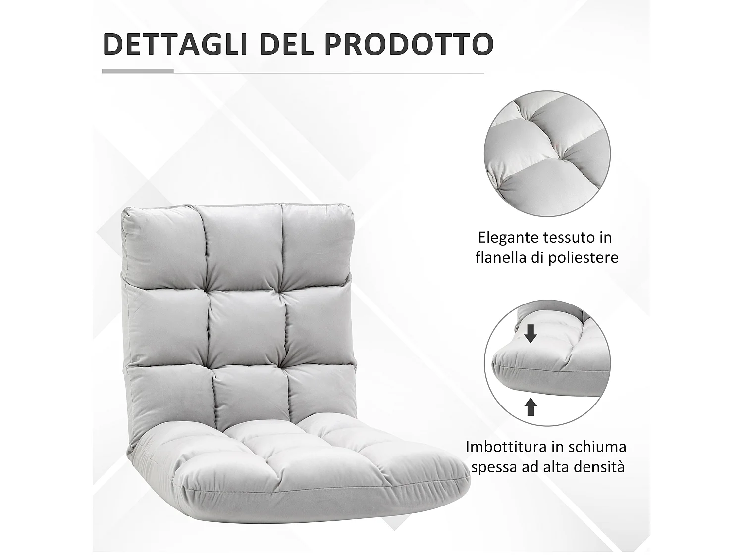 Poltrona relax da terra con schienale reclinabile fino 180°