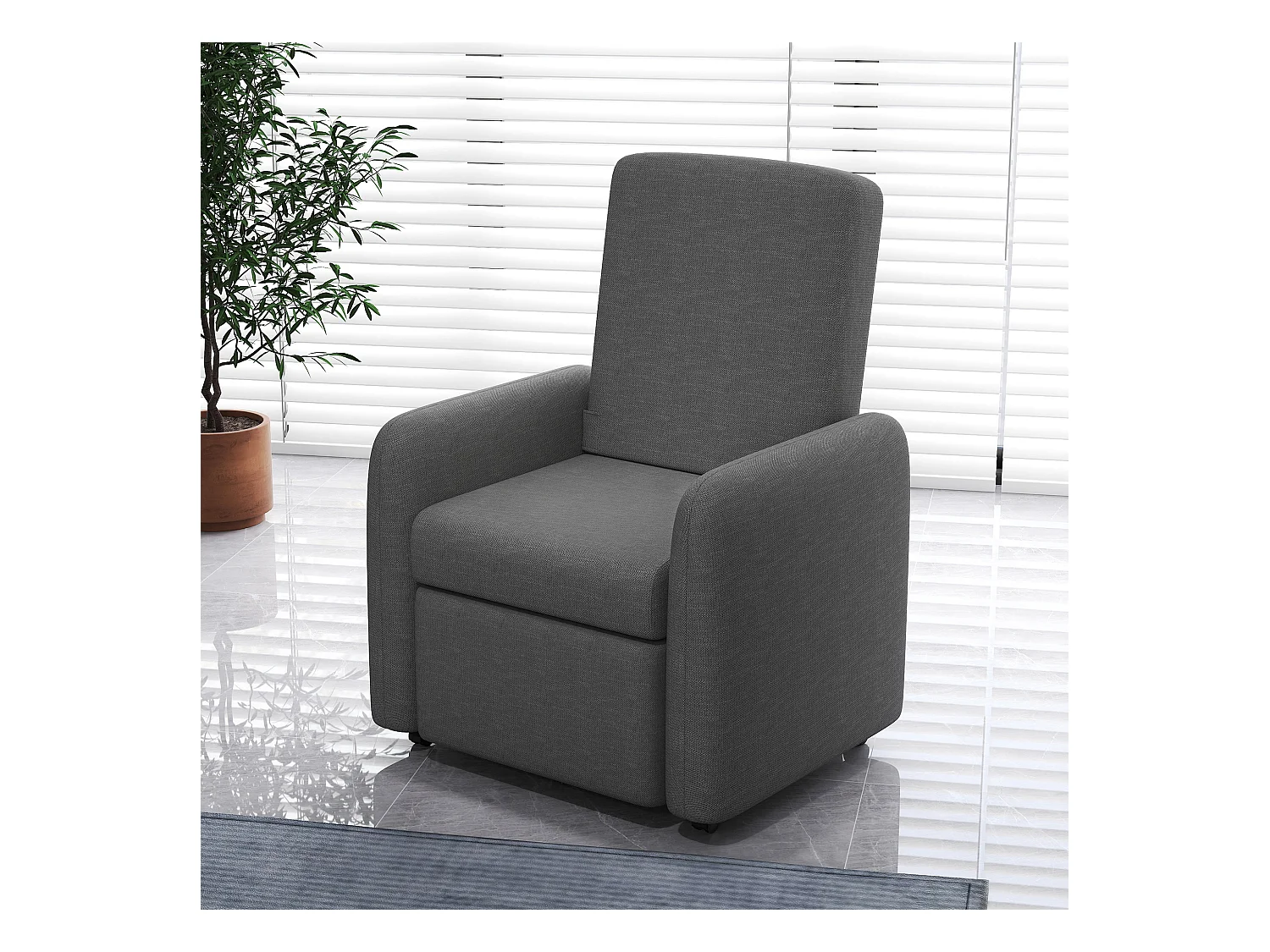 Poltrona reclinabile 115° max con poggiapiedi 76x78.5x102 cm grigio