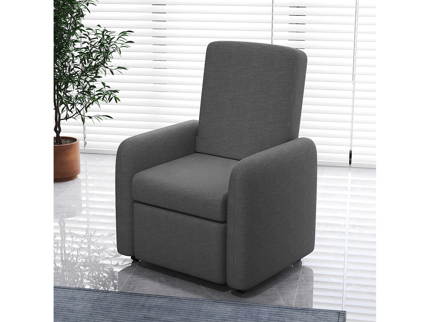 Poltrona reclinabile 115° max con poggiapiedi 76x78.5x102 cm grigio