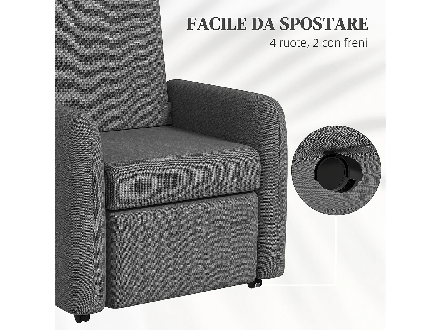 Poltrona reclinabile 115° max con poggiapiedi 76x78.5x102 cm grigio