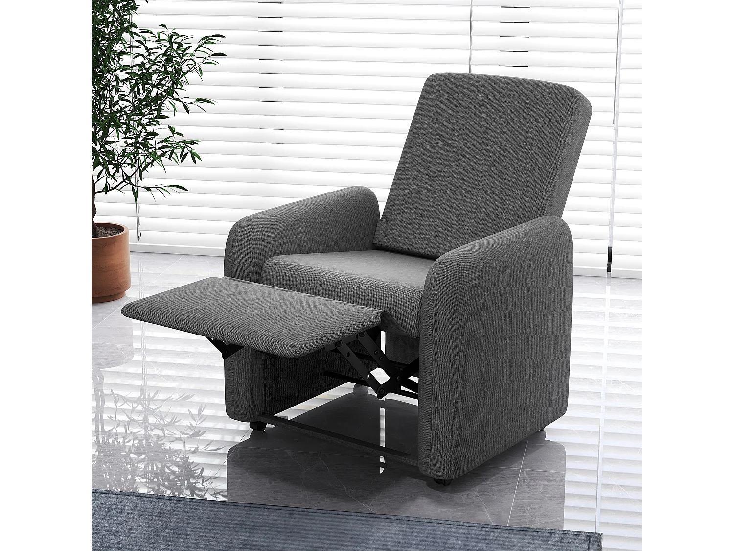 Poltrona reclinabile 115° max con poggiapiedi 76x78.5x102 cm grigio