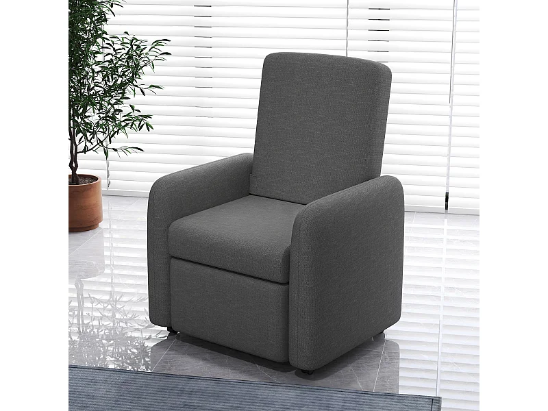 Poltrona reclinabile 115° max con poggiapiedi 76x78.5x102 cm grigio