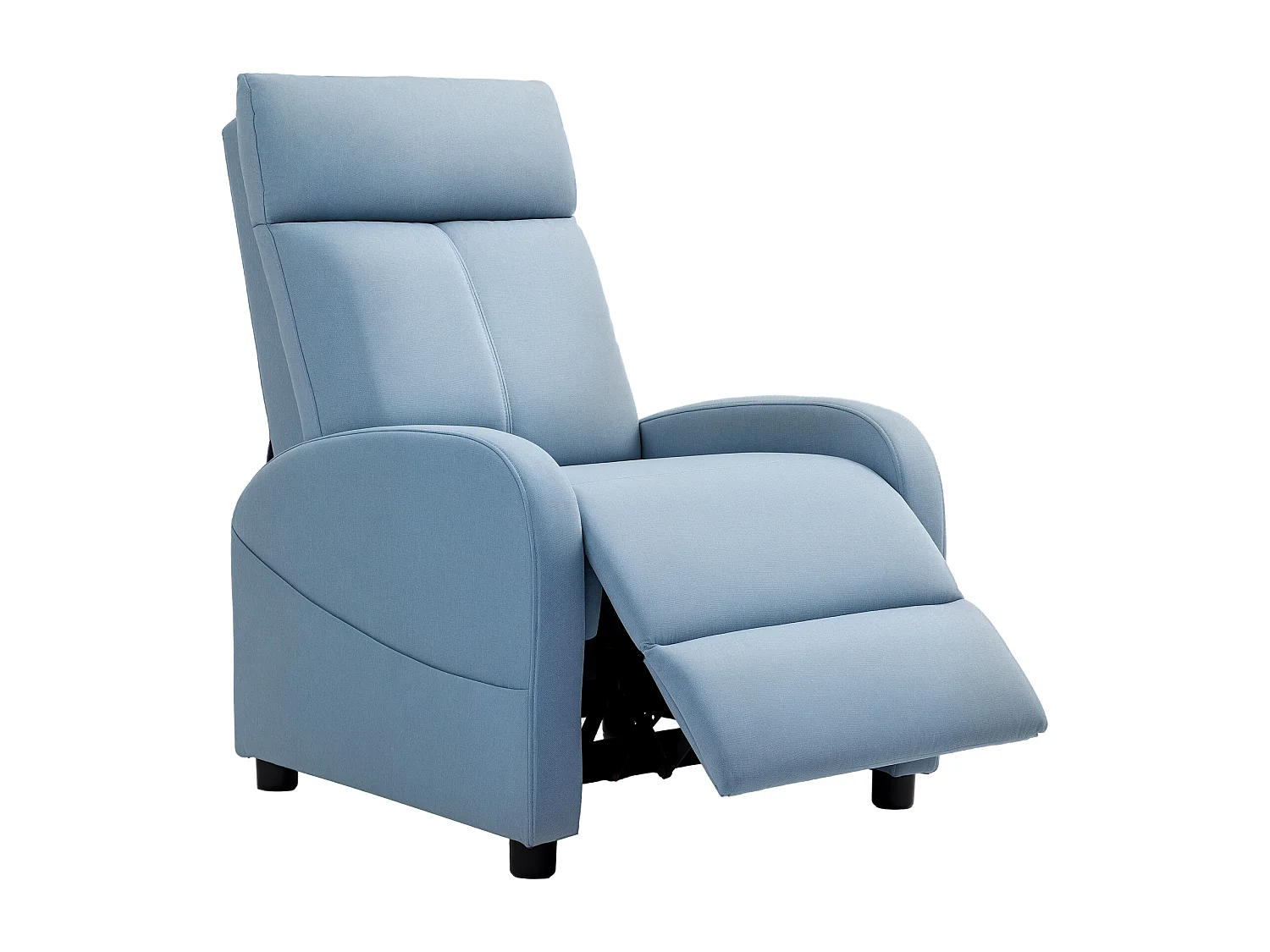 Poltrona relax reclinabile con poggiapiedi in tessuto azzurro