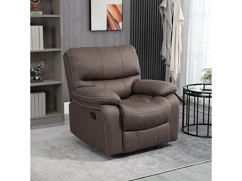 Poltrona relax con reclinazione manuale e poggiapiedi marrone