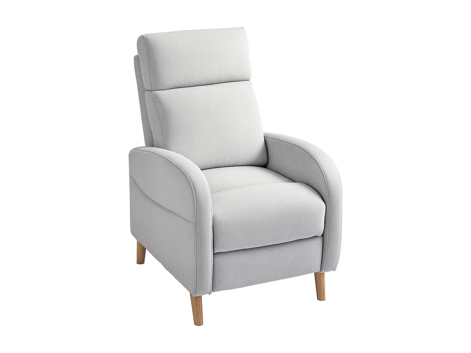 Poltrona reclinabile 150° effetto lino con poggiapiedi grigio chiaro