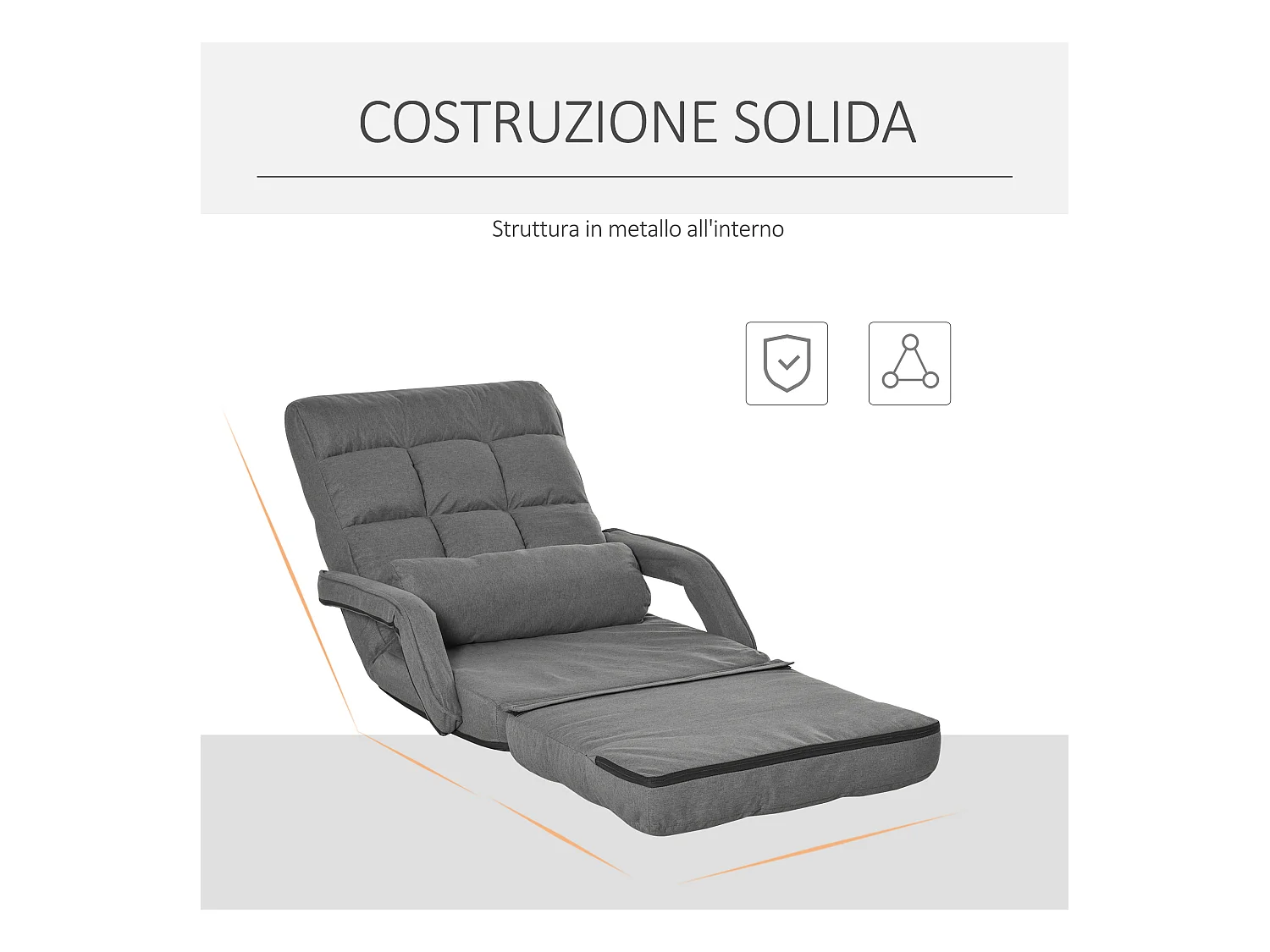 Poltrona letto singolo con schienale reclinabile su 5 livelli