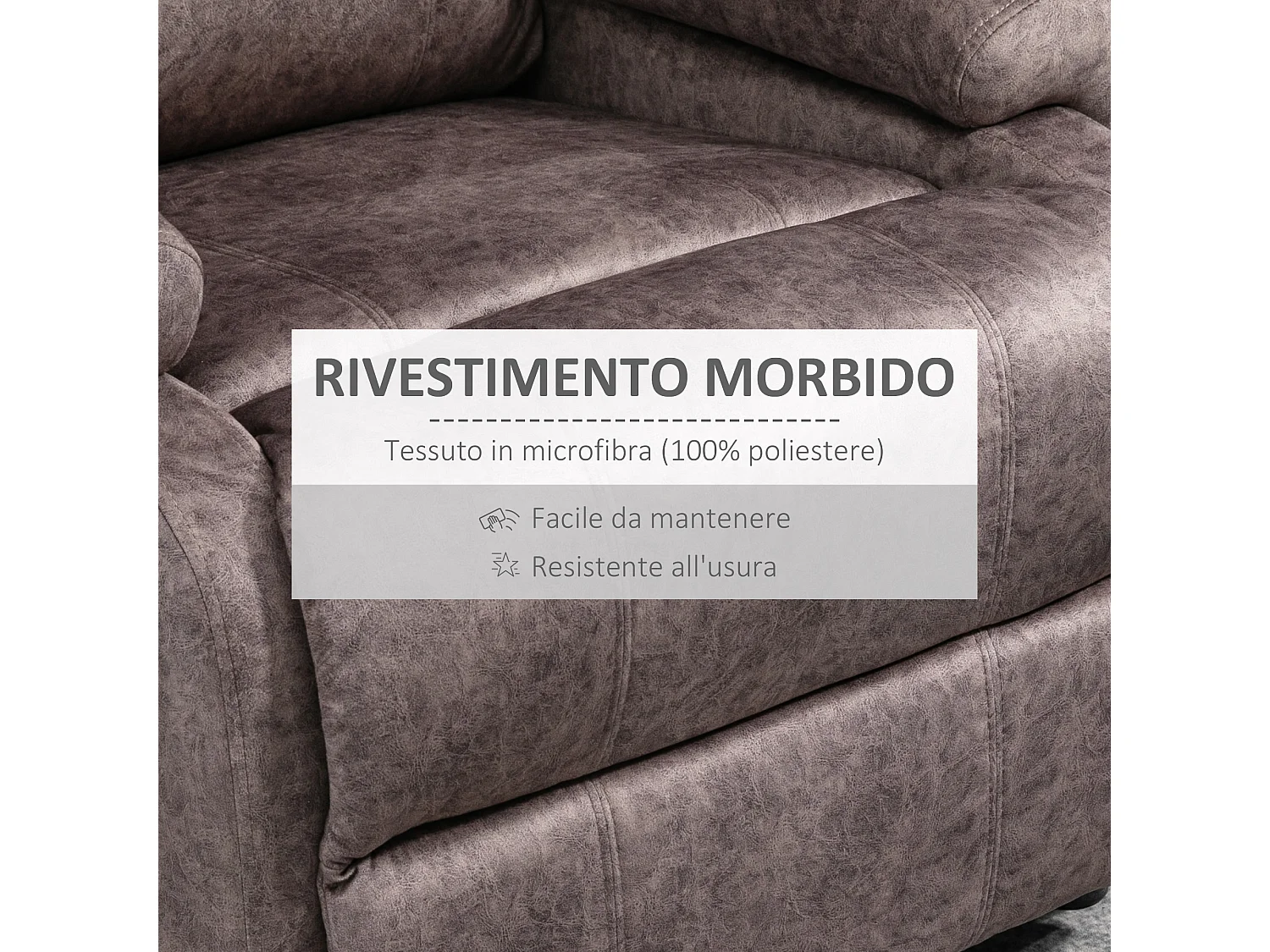 Poltrona relax reclinabile manualmente in tessuto e imbottita