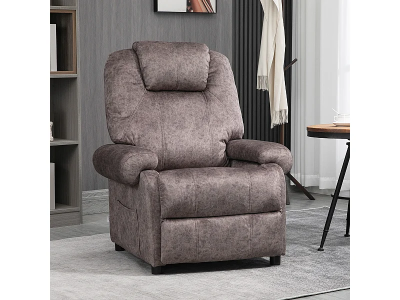 Poltrona relax reclinabile manualmente in tessuto e imbottita