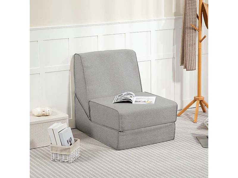 Poltrona da pavimento convertibile in chaise longue grigio chiaro