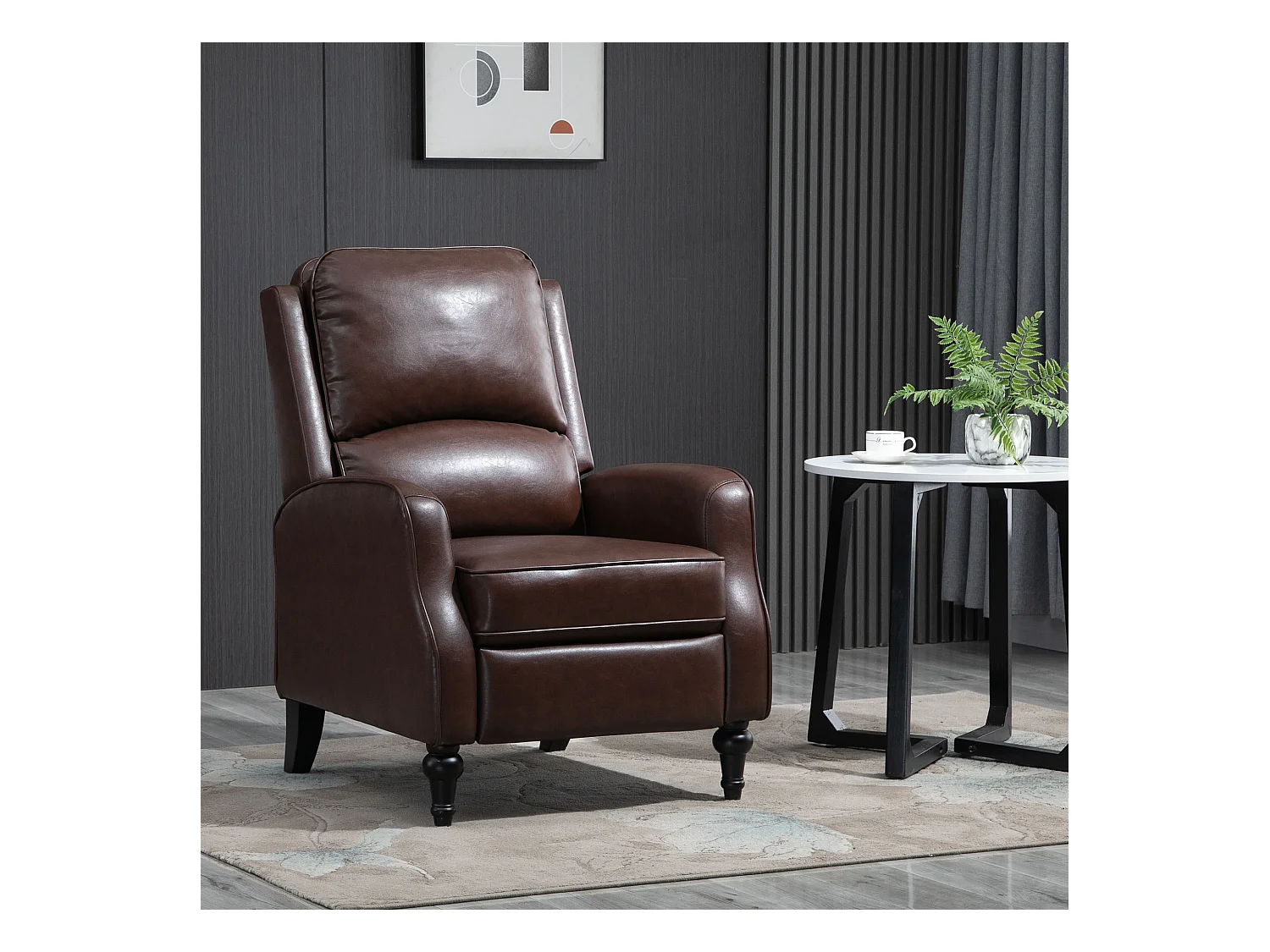 Poltrona relax reclinabile 90° e 150° manuale in pelle marrone