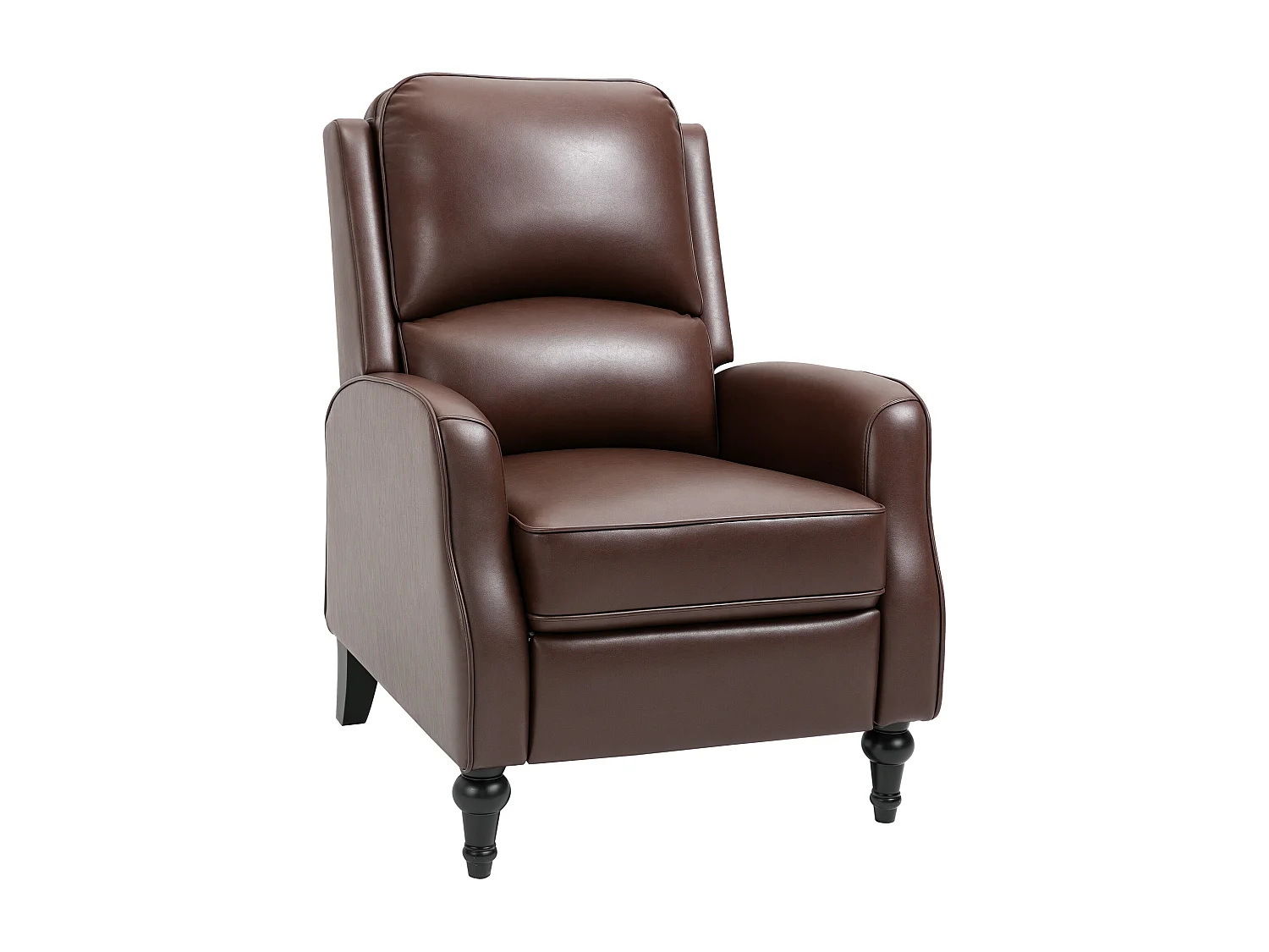 Poltrona relax reclinabile 90° e 150° manuale in pelle marrone