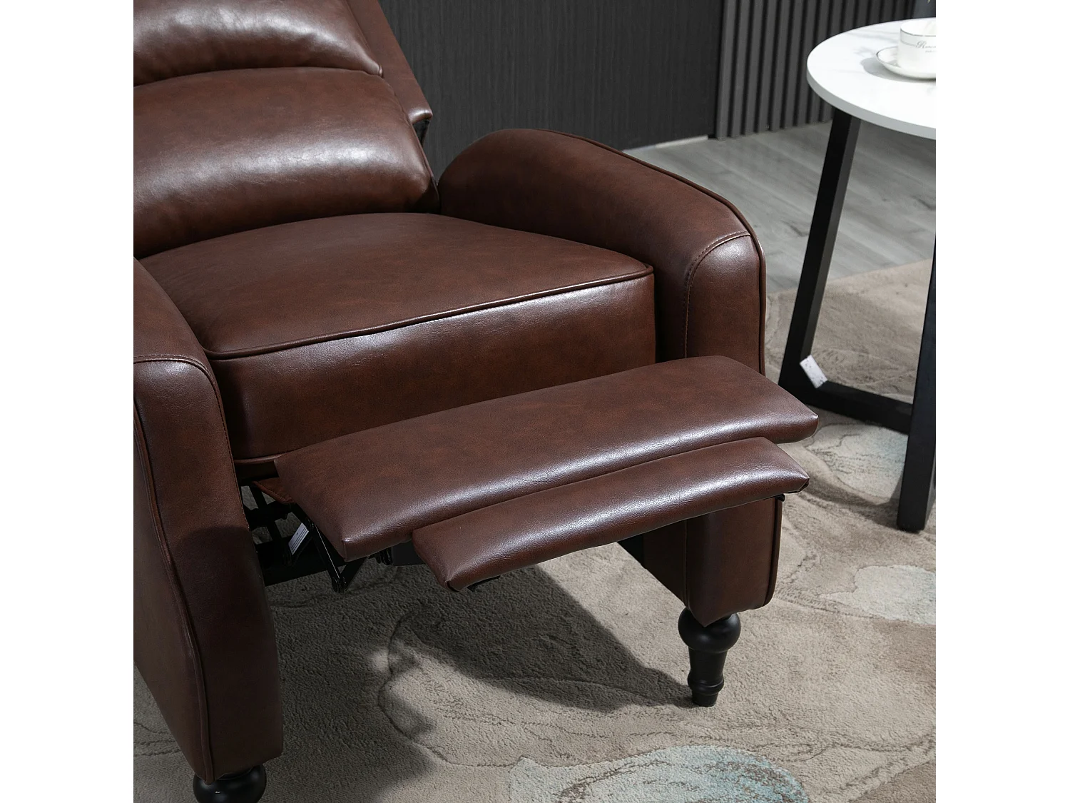 Poltrona relax reclinabile 90° e 150° manuale in pelle marrone