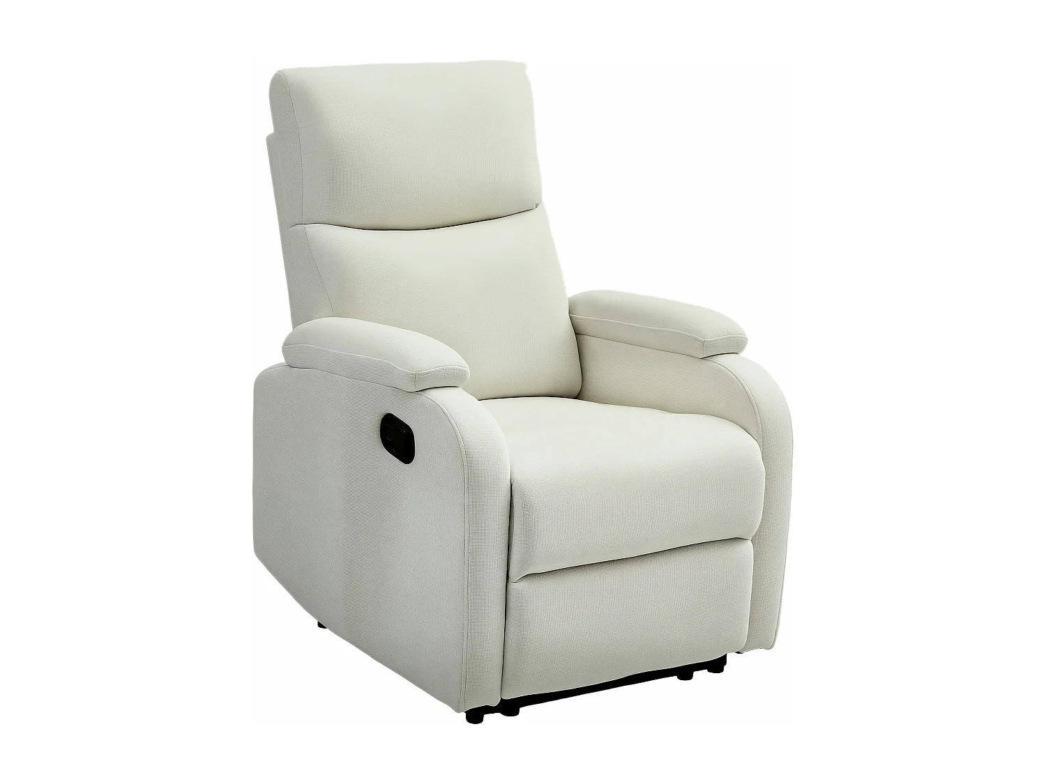 Poltrona reclinabile manualmente con poggiapiedi in tessuto crema