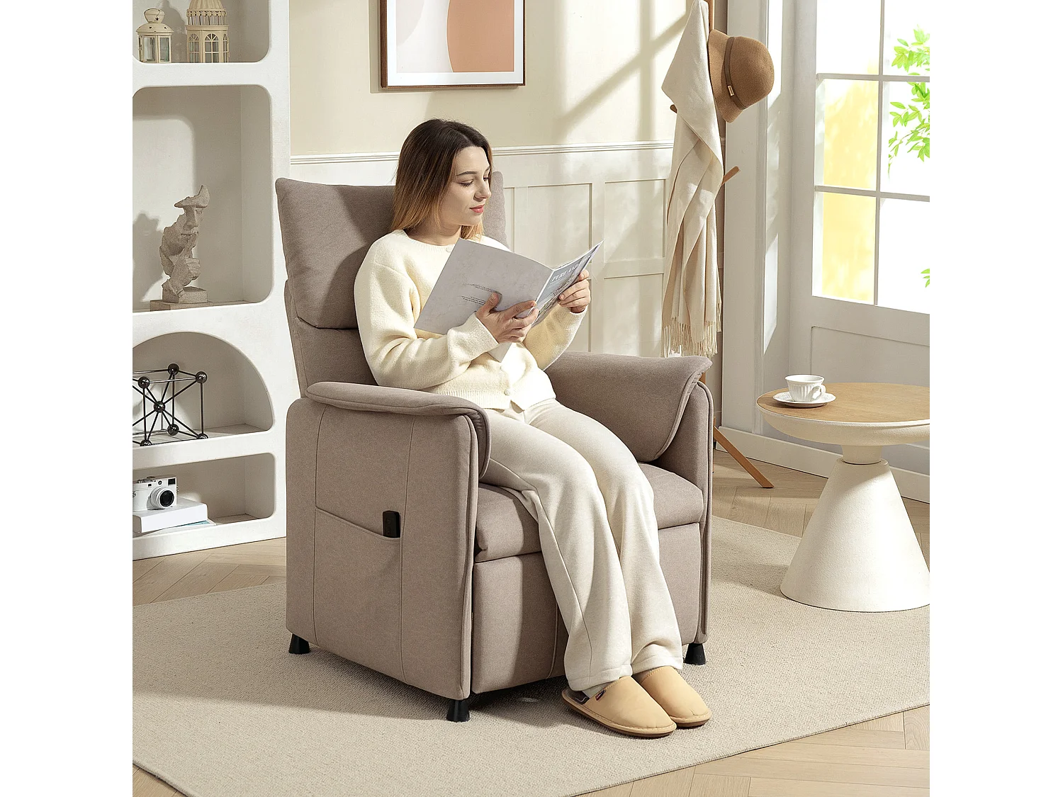 Poltrona reclinabile elettrica brushless con poggiapiedi marrone