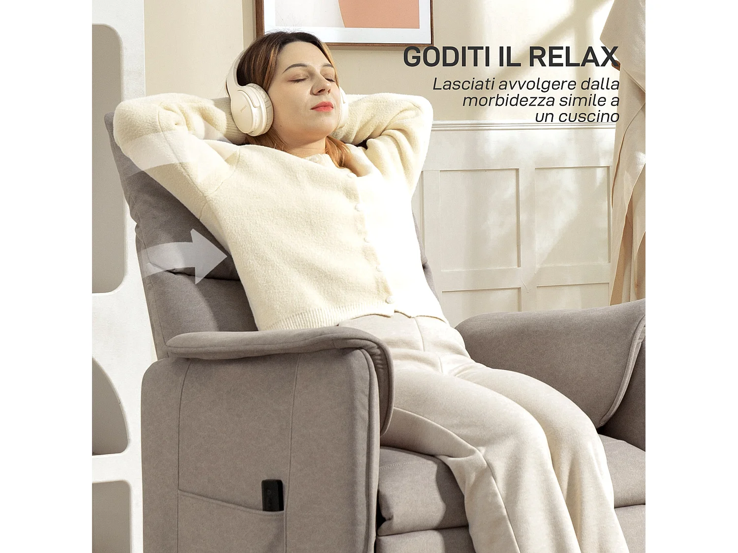 Poltrona reclinabile elettrica brushless con poggiapiedi marrone