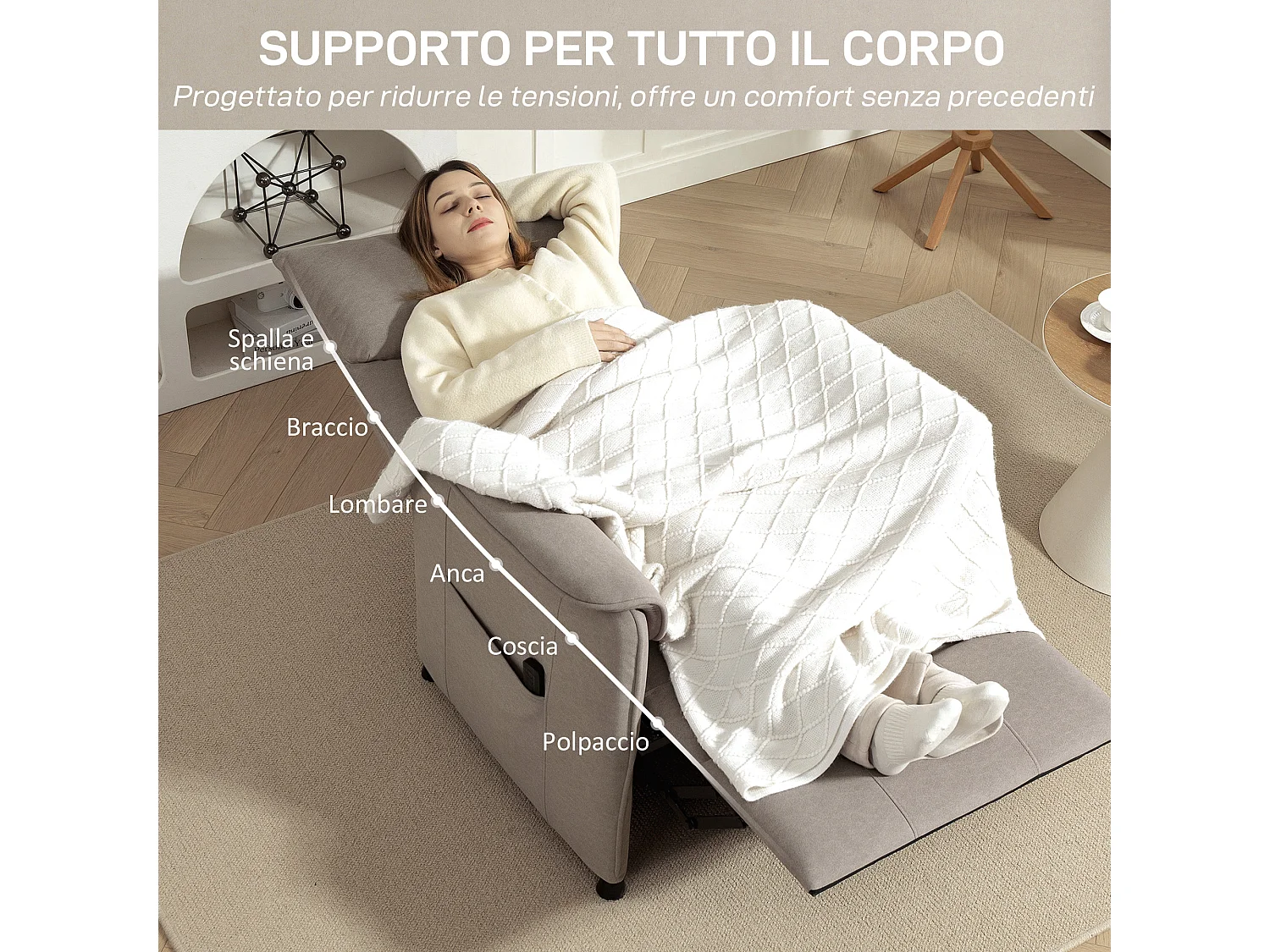 Poltrona reclinabile elettrica brushless con poggiapiedi marrone